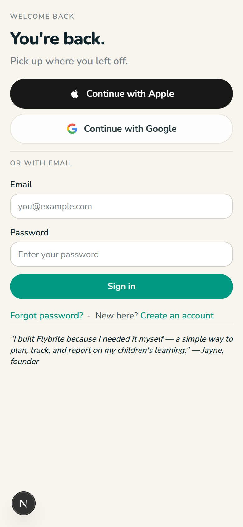 Flybrite running on a phone