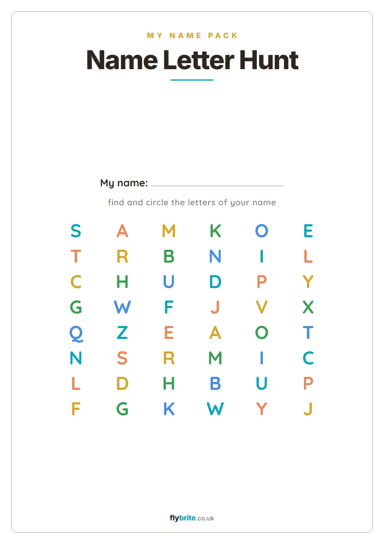 Name Letter Hunt printable preview