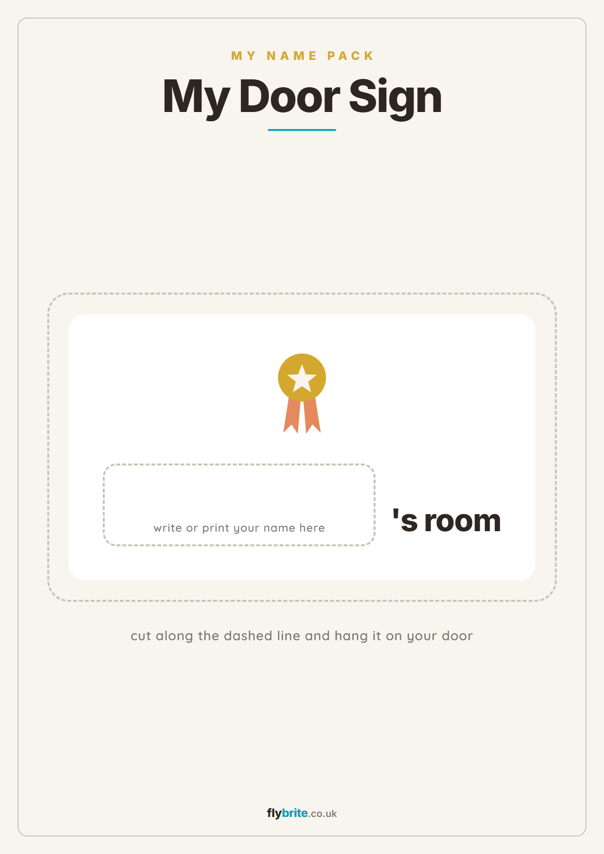 My Door Sign printable preview