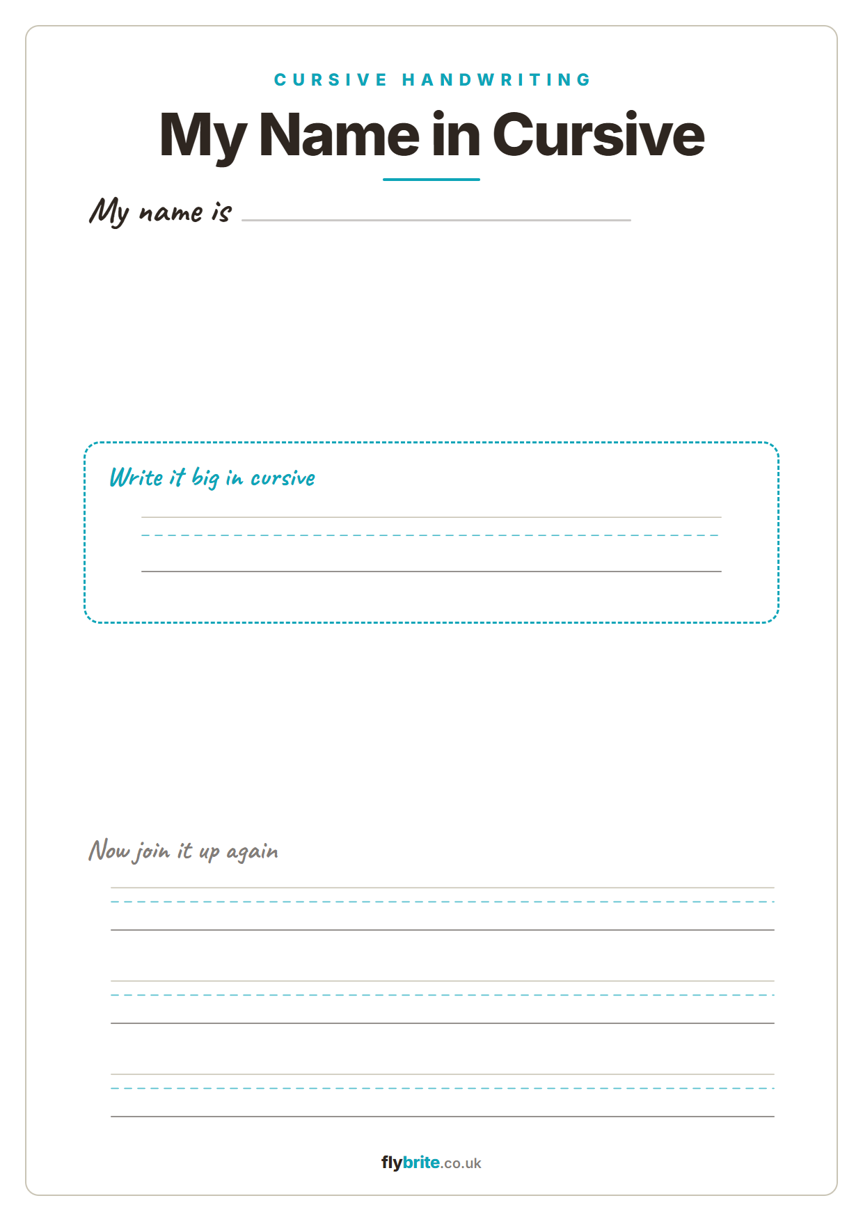 My Name in Cursive printable preview