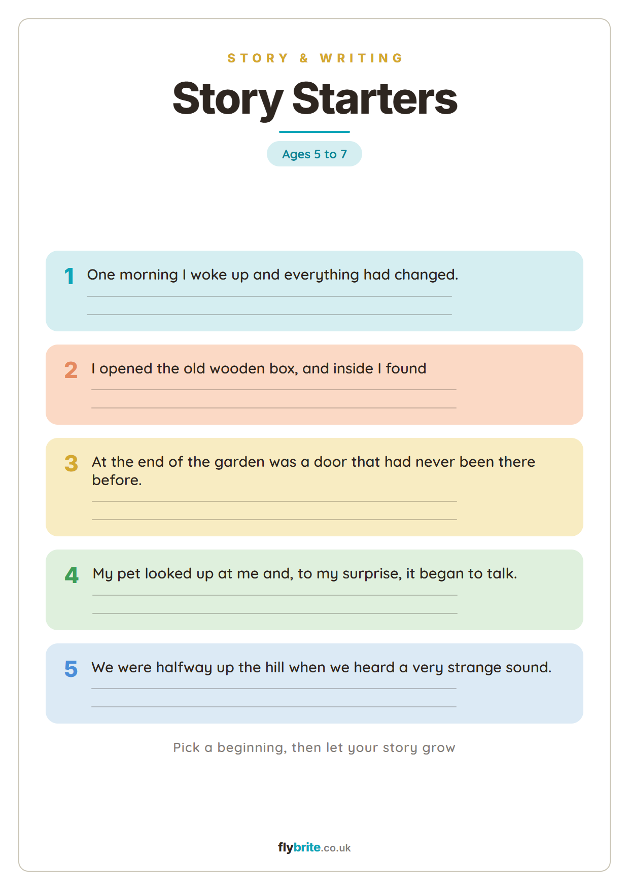Story Starters printable preview