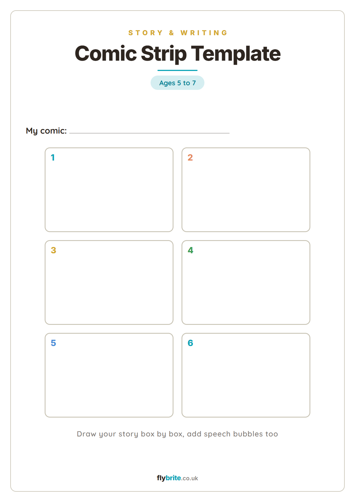 Comic Strip Template printable preview