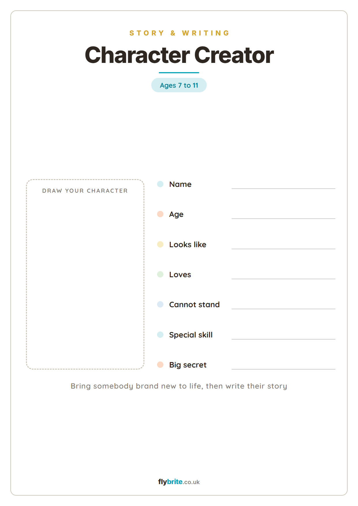 Character Creator printable preview