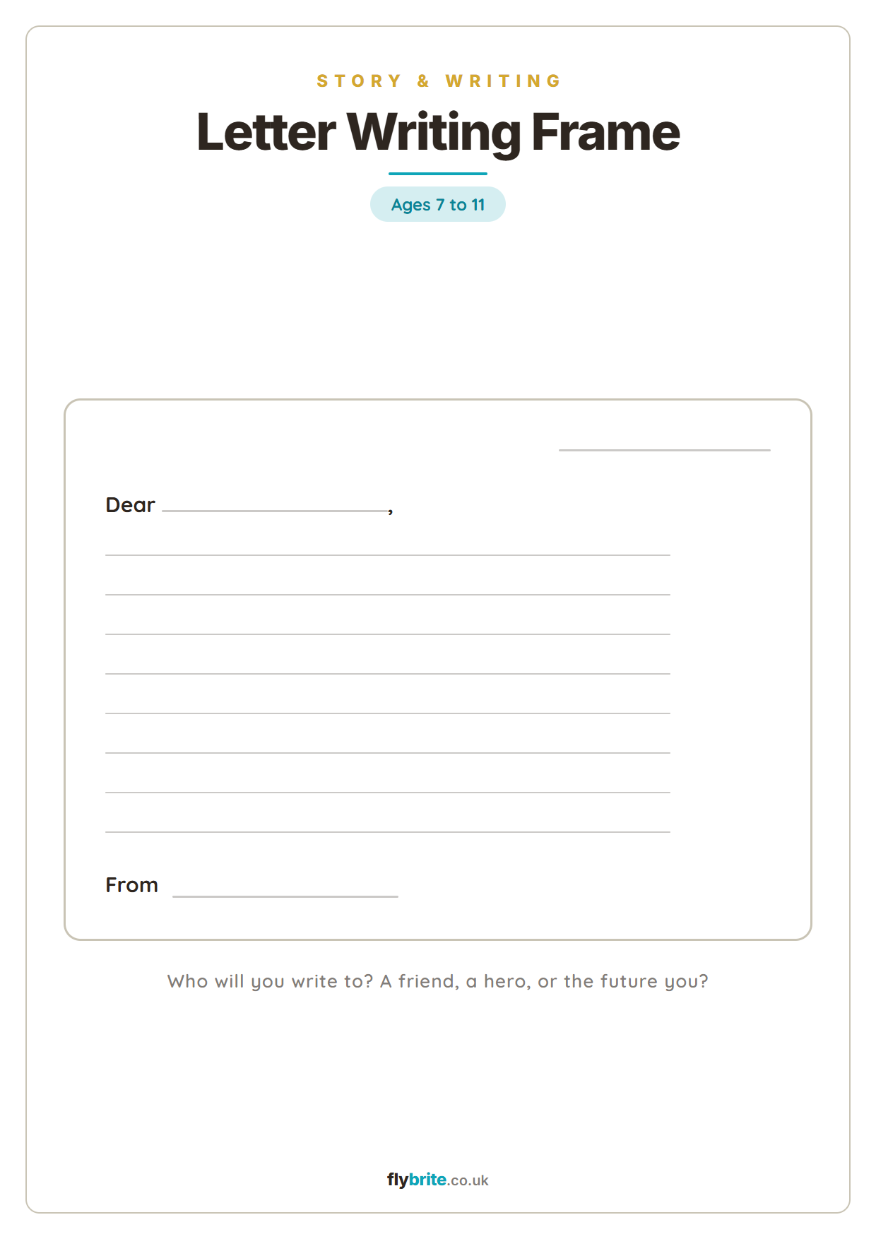 Letter Writing Frame printable preview