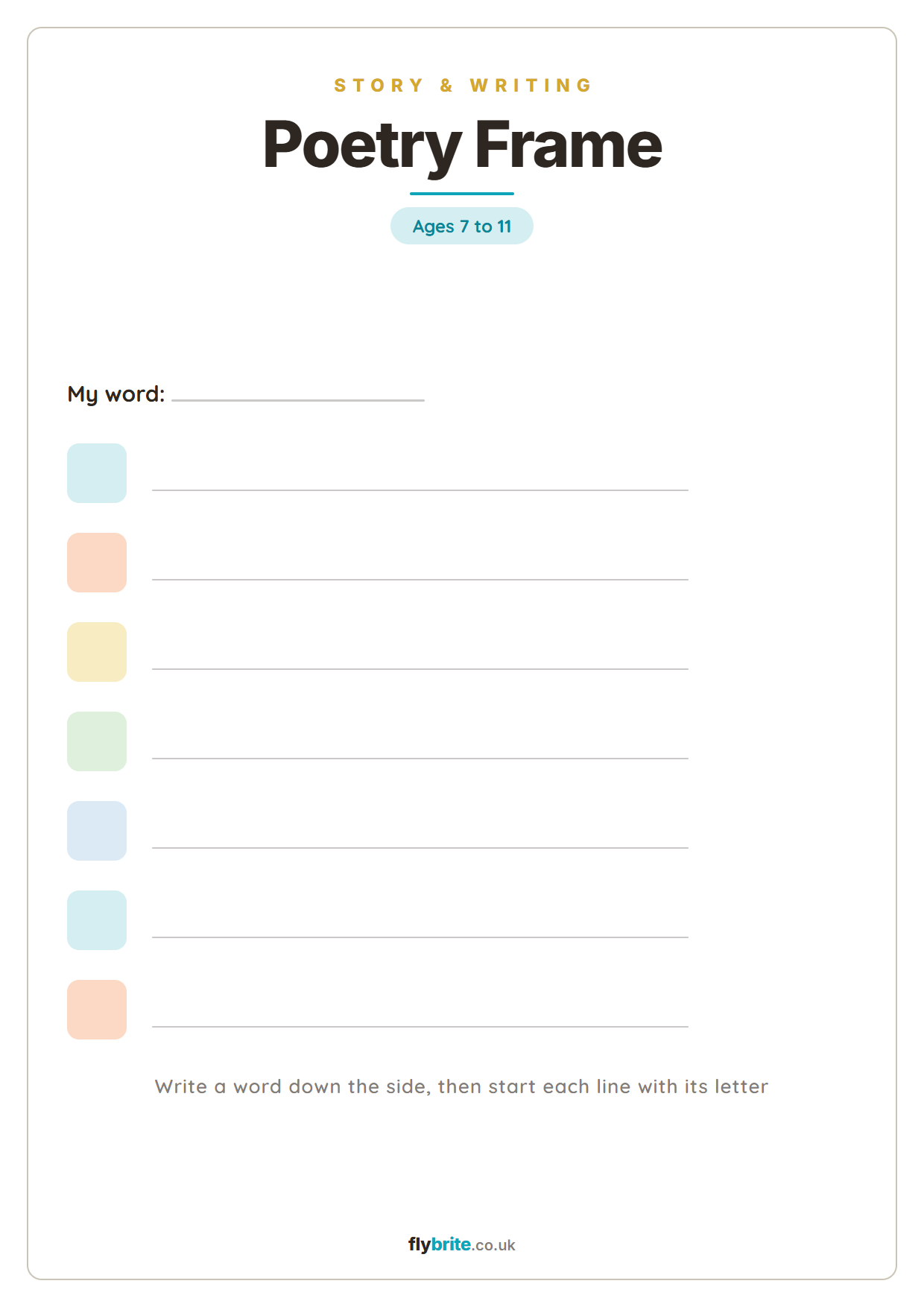 Poetry Frame printable preview