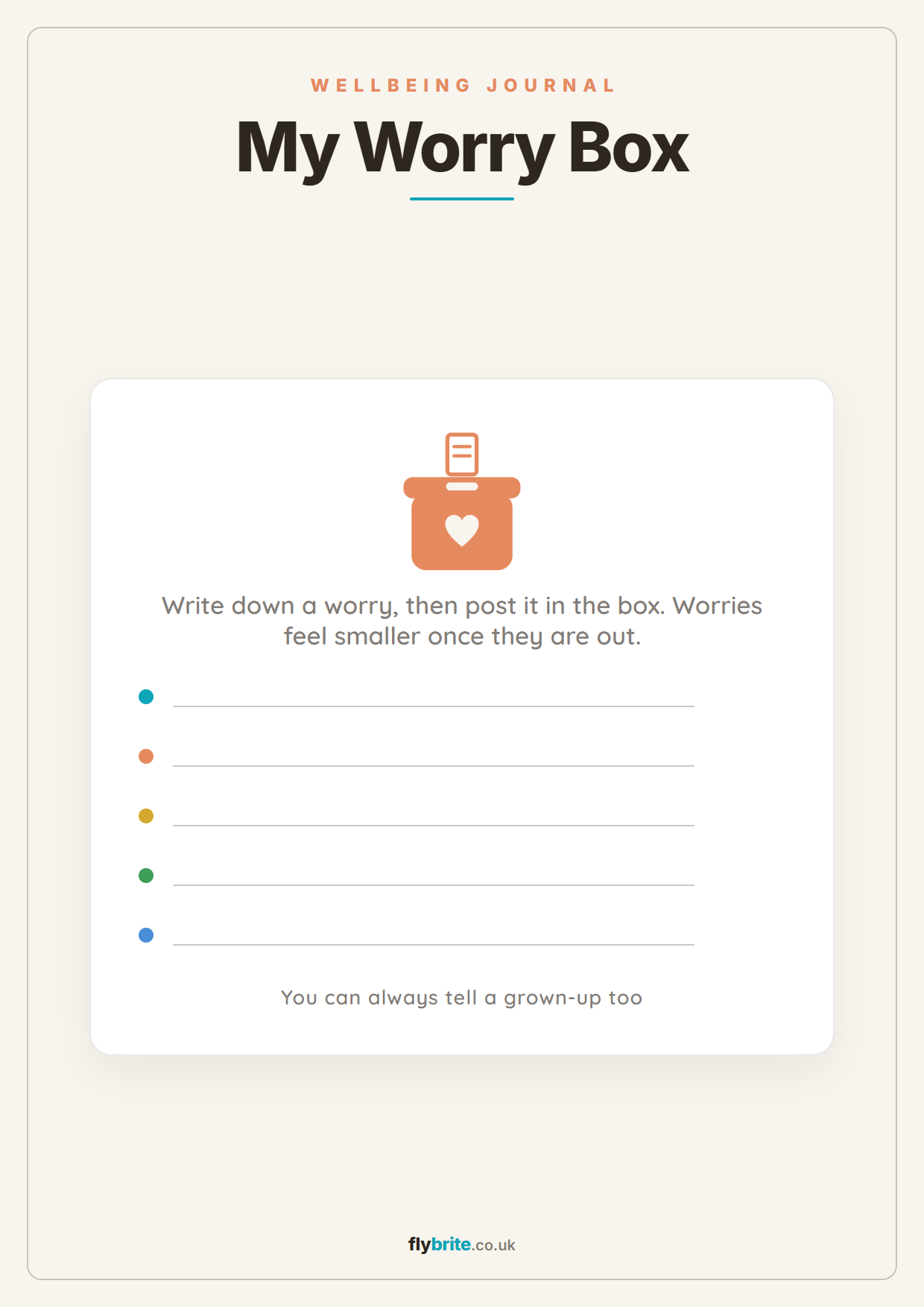 My Worry Box printable preview