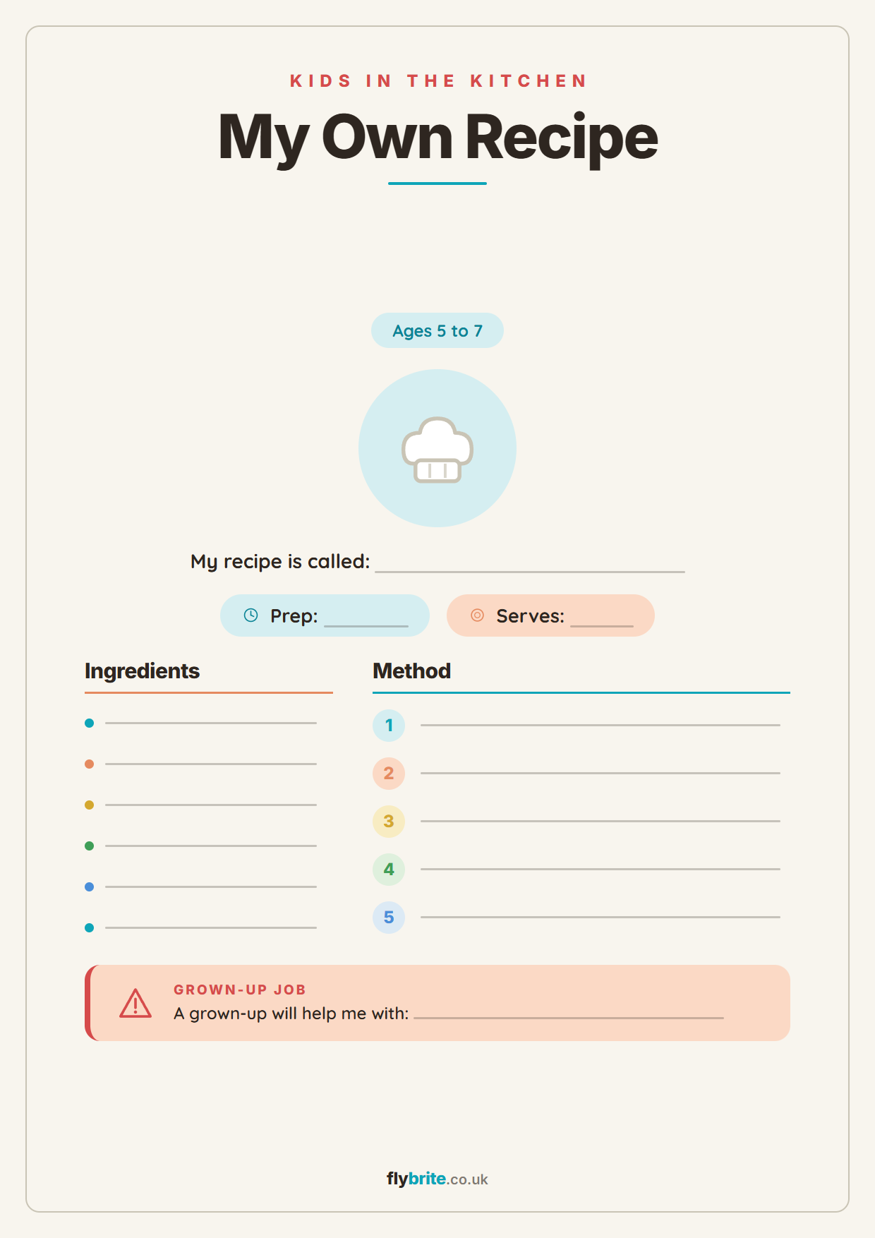 My Own Recipe printable preview