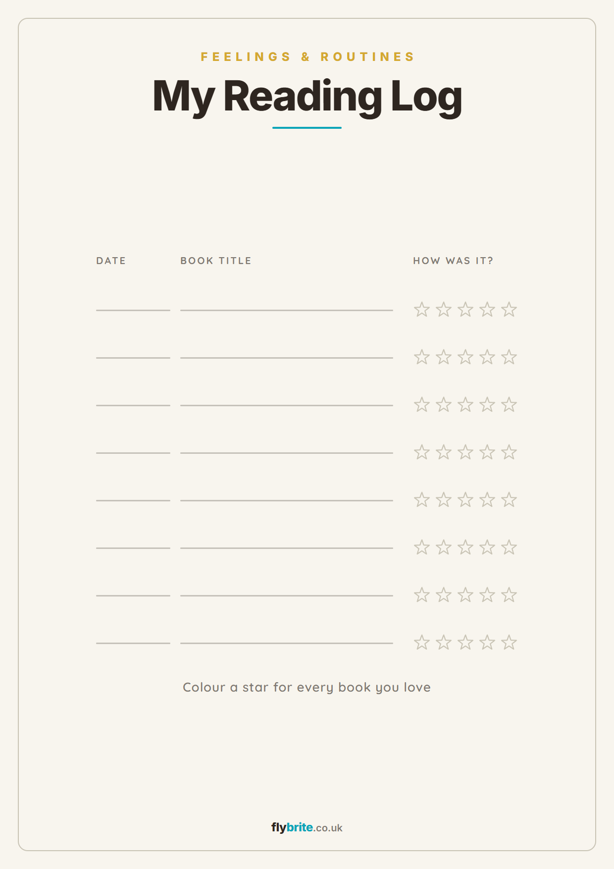 My Reading Log printable poster preview
