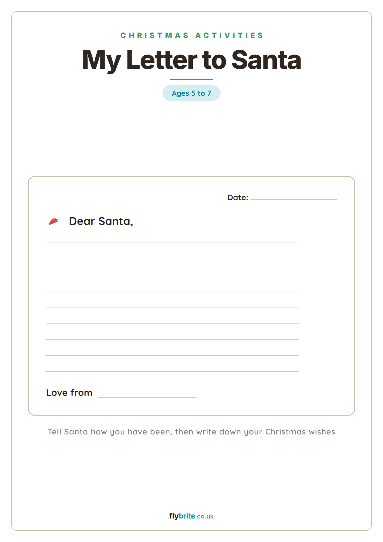 My Letter to Santa printable preview