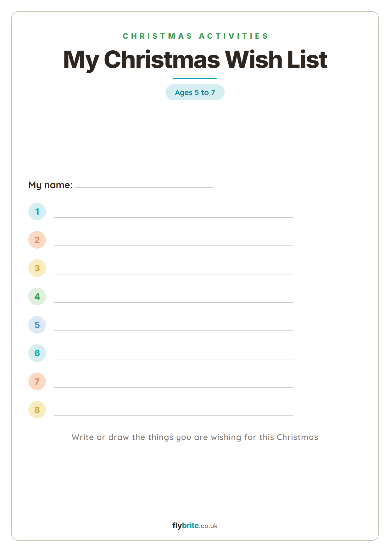 My Christmas Wish List printable preview