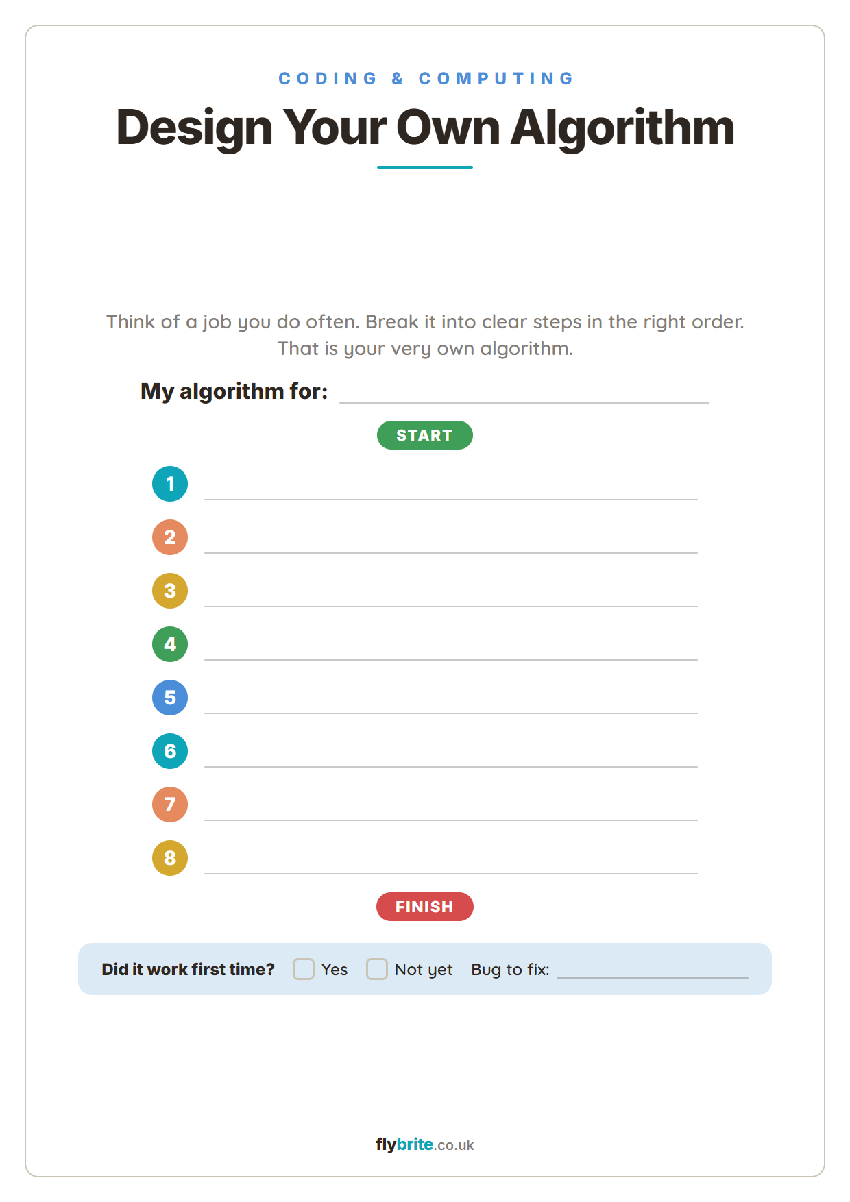 Design Your Own Algorithm printable preview