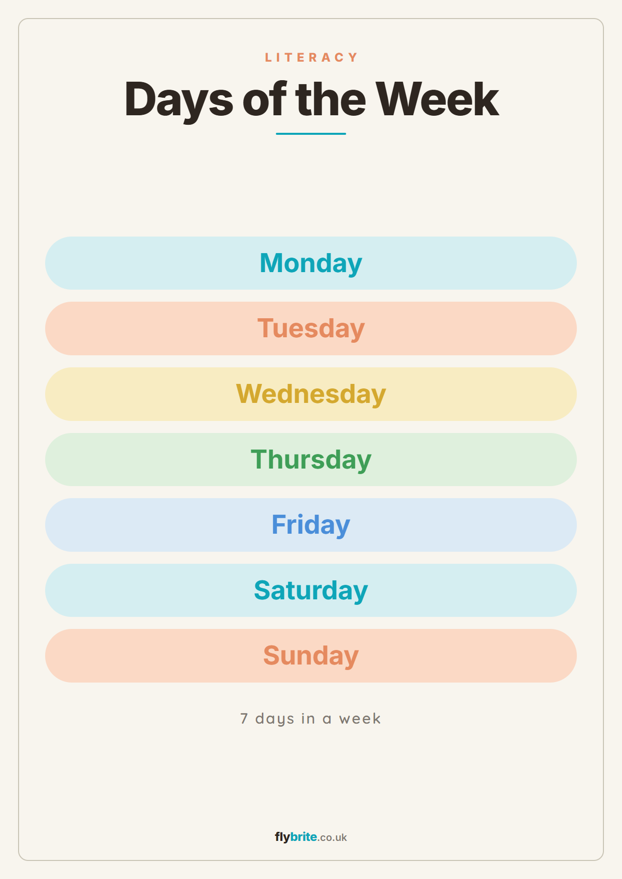 Days of the Week printable poster preview