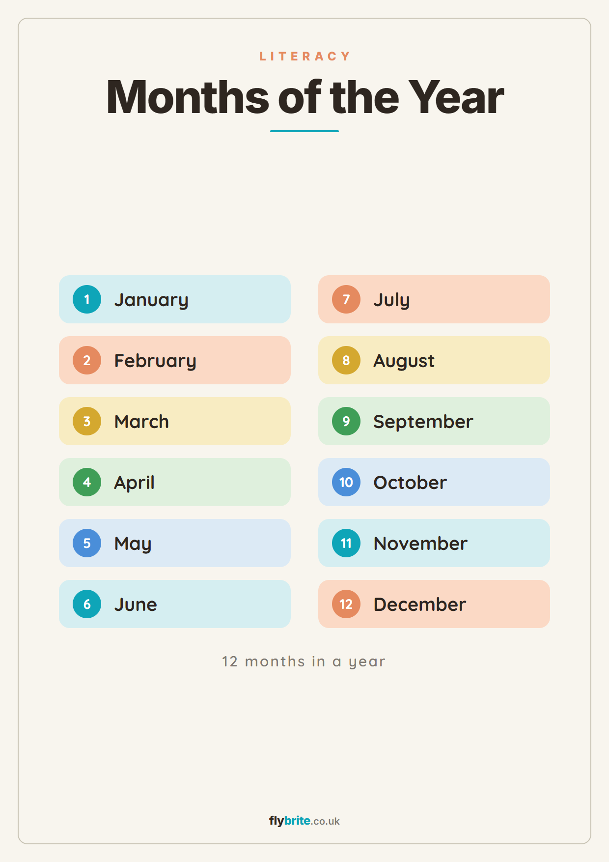 Months of the Year printable poster preview