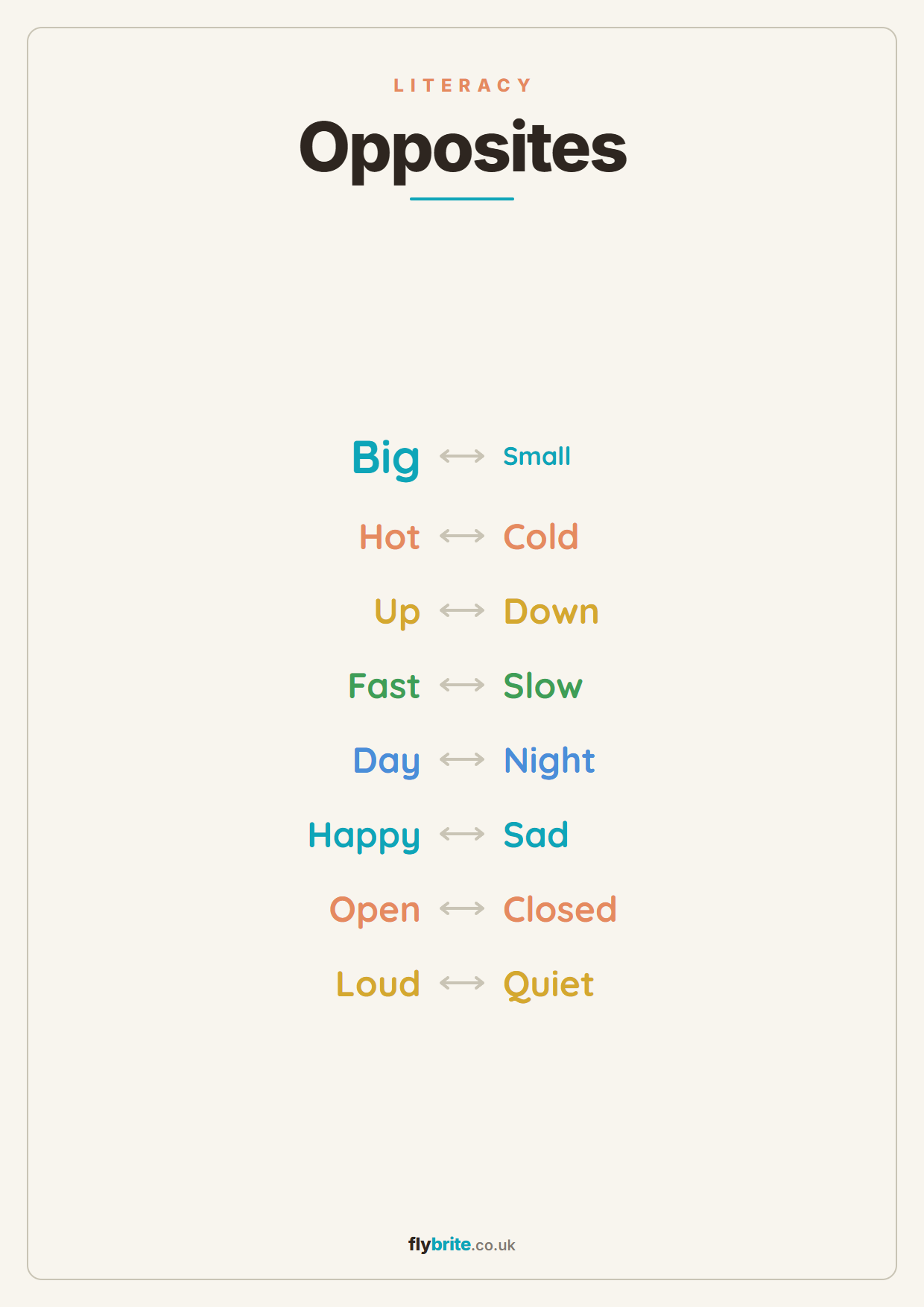 Opposites printable poster preview