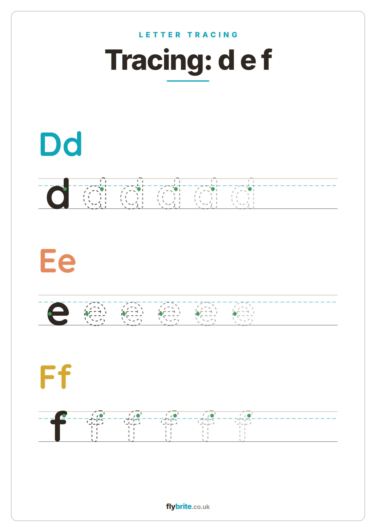 Tracing: d e f printable preview