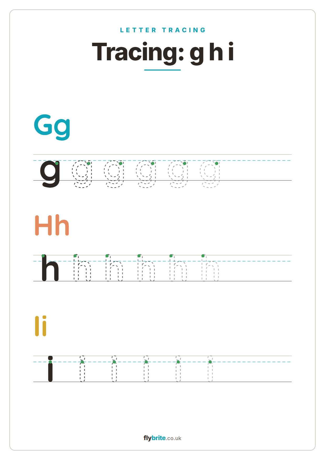 Tracing: g h i printable preview