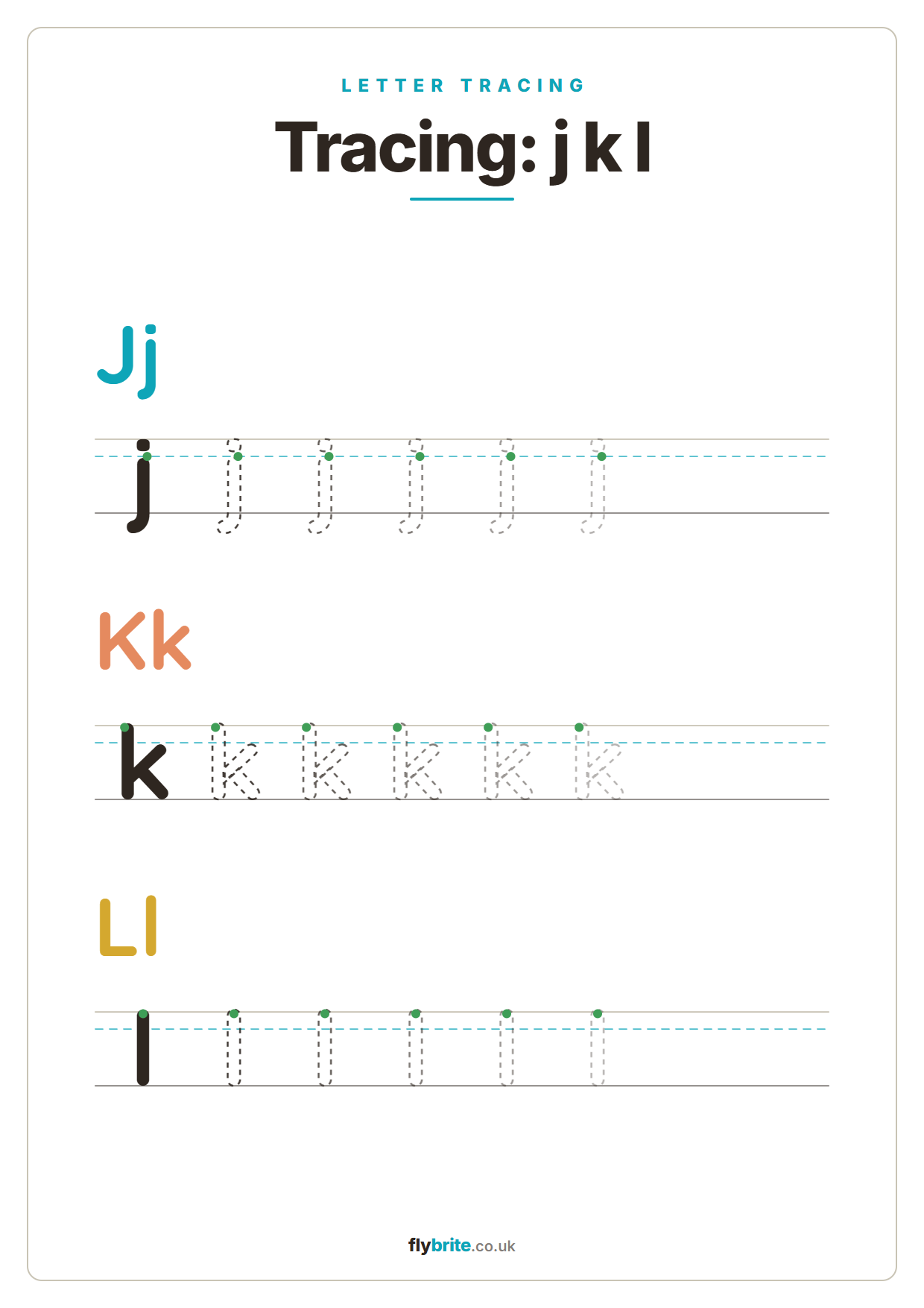 Tracing: j k l printable preview