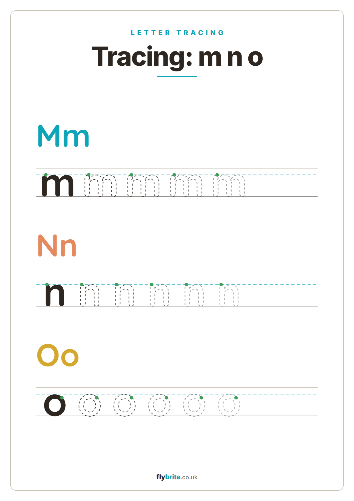 Tracing: m n o printable preview