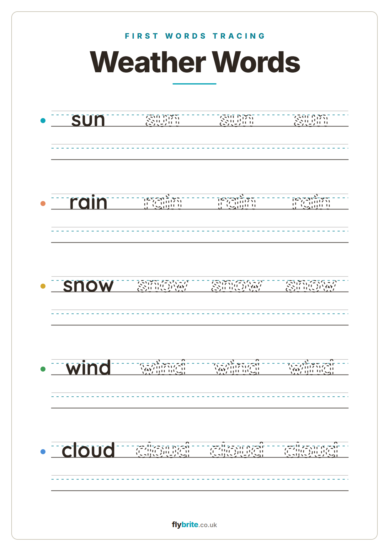 Weather Words printable preview