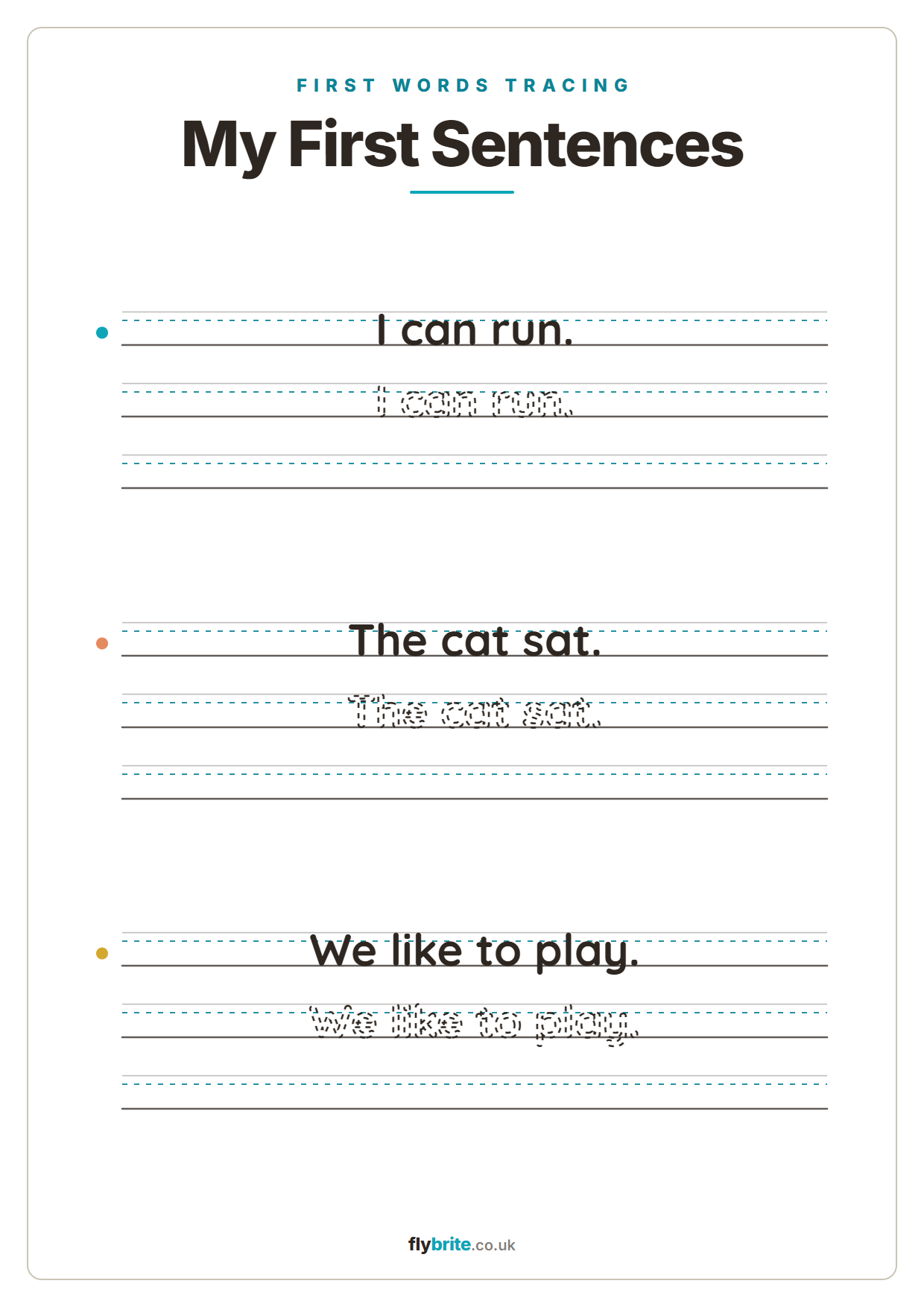 My First Sentences printable preview
