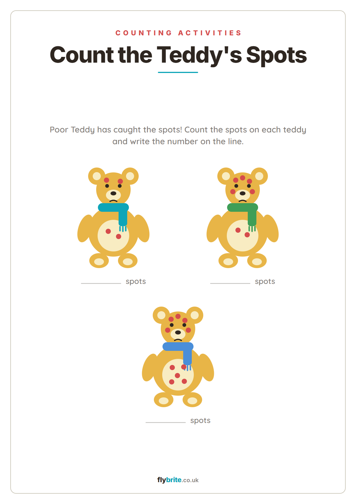 Count the Teddy's Spots printable preview