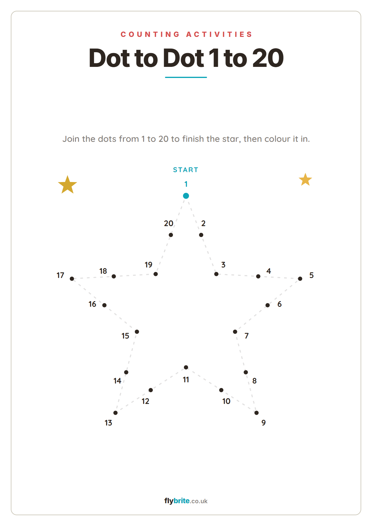 Dot to Dot 1 to 20 printable preview