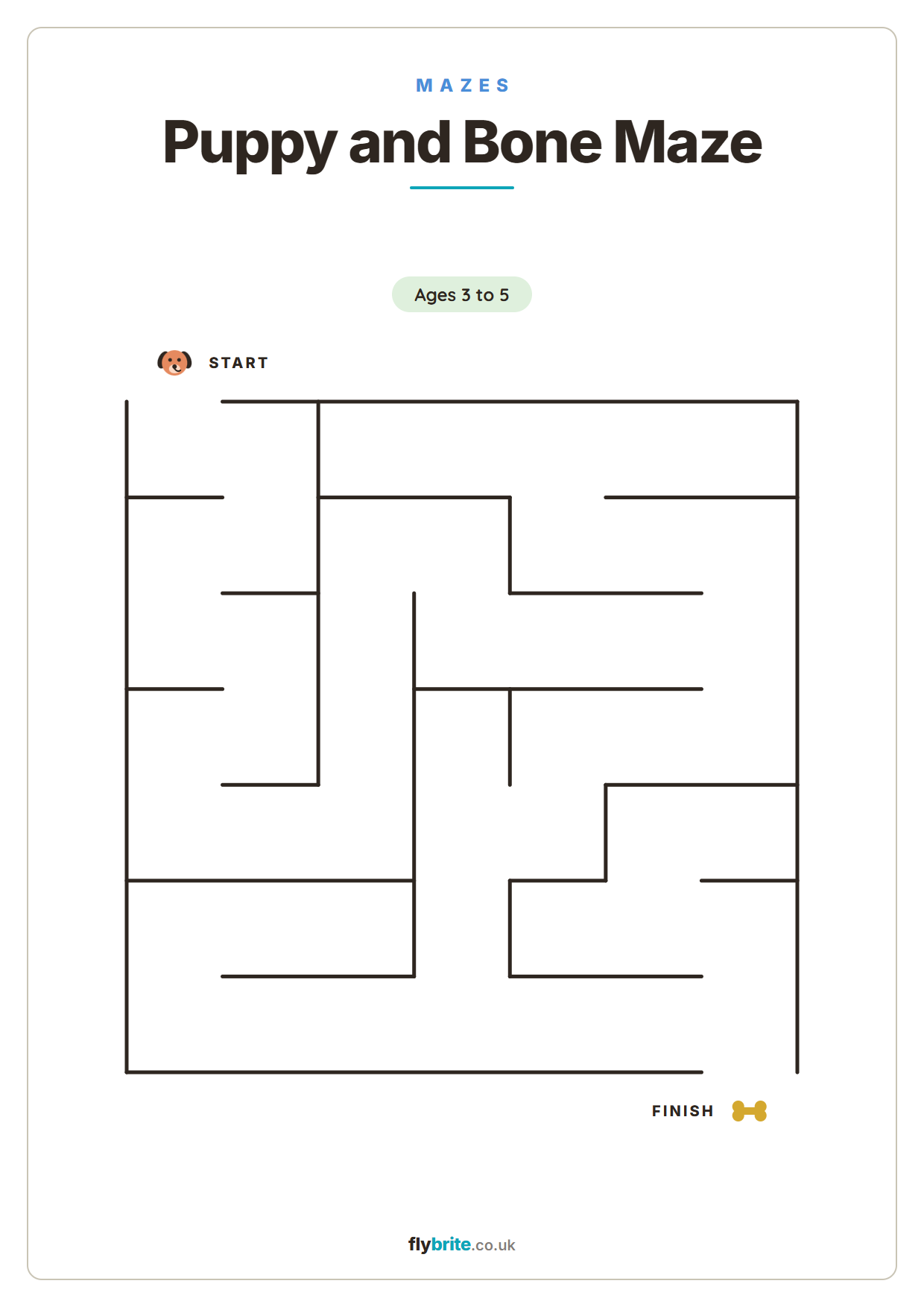 Puppy and Bone Maze printable preview