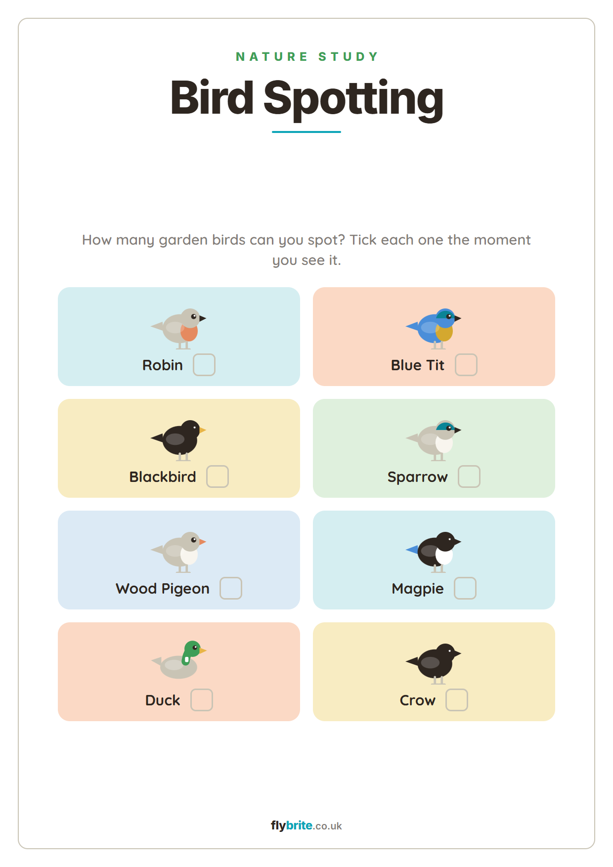 Bird Spotting printable preview