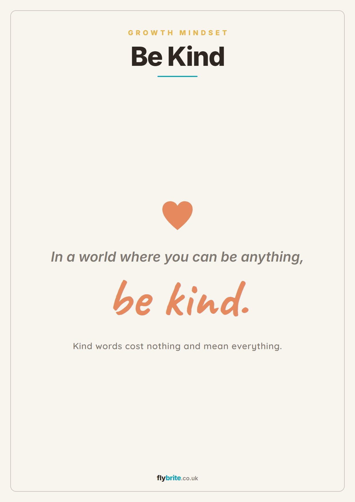 Be Kind printable preview