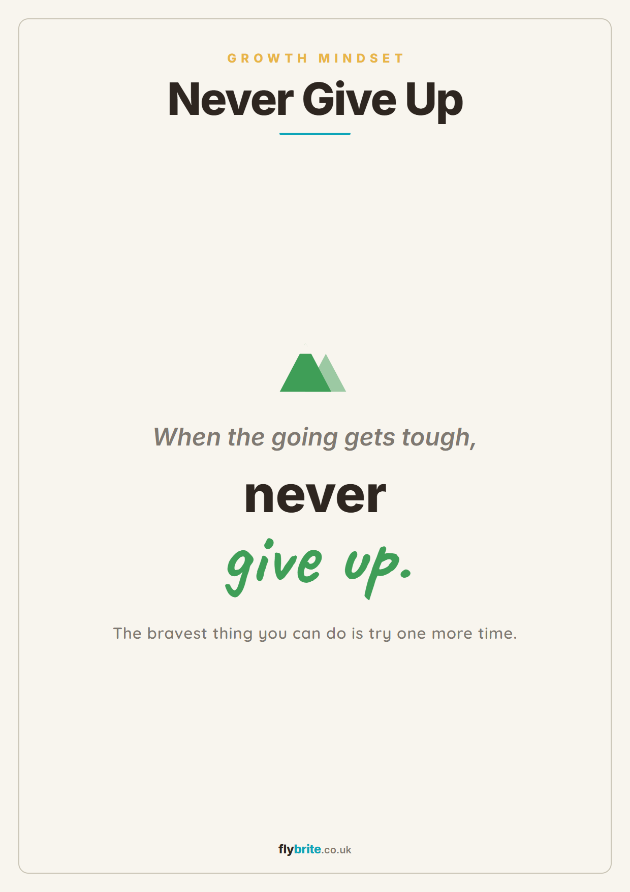 Never Give Up printable preview