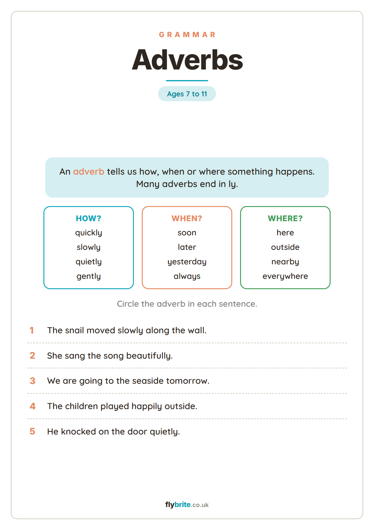 Adverbs printable preview