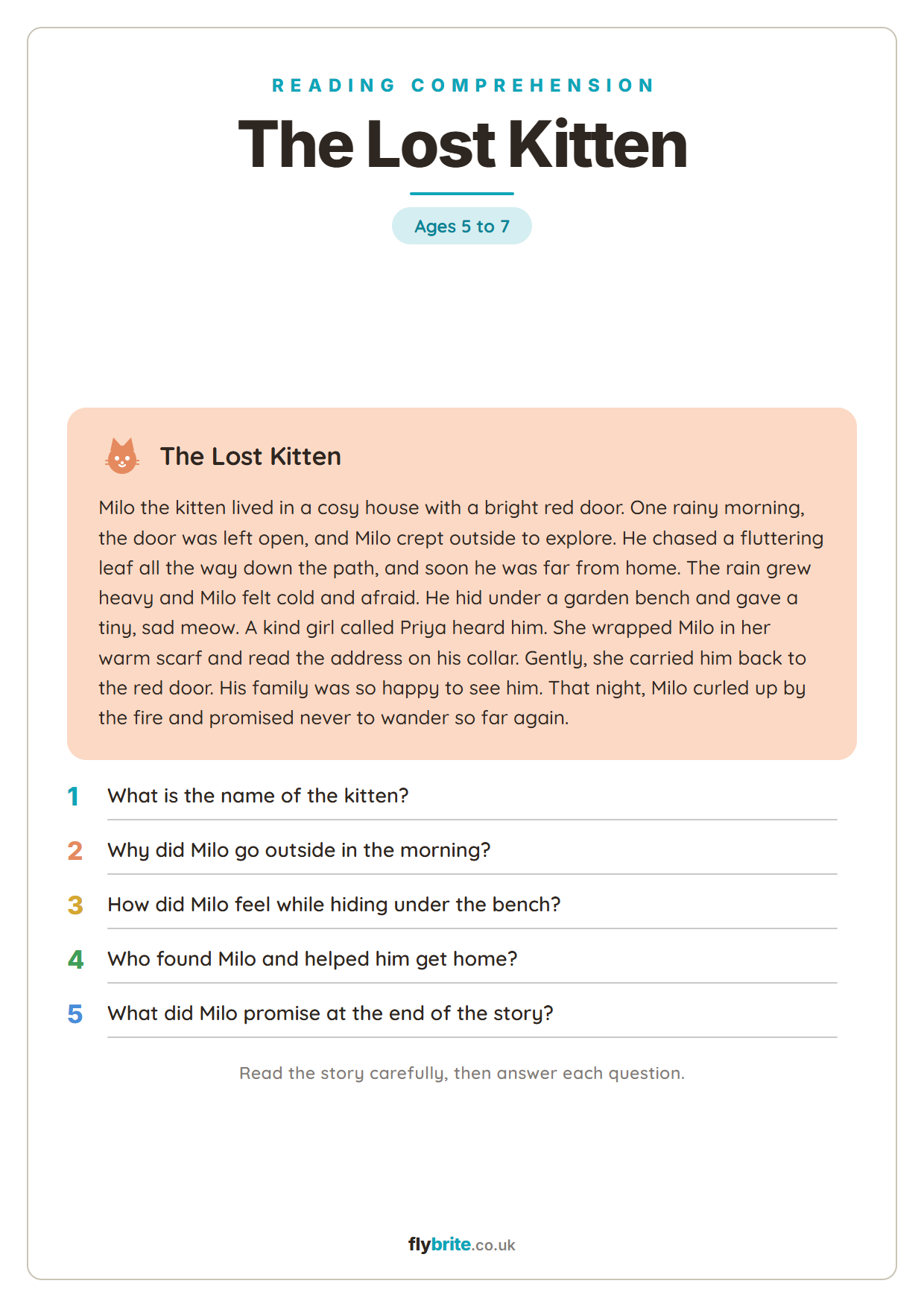 The Lost Kitten printable preview
