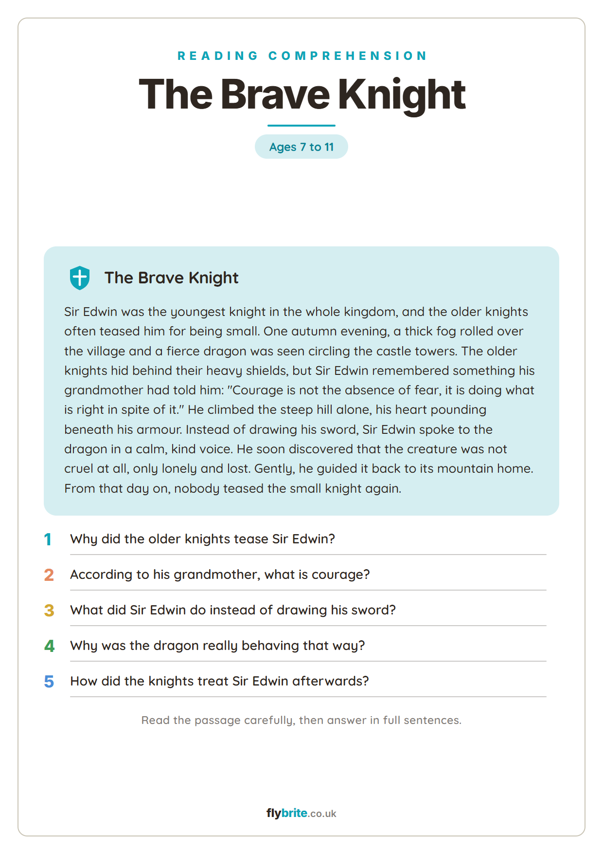 The Brave Knight printable preview