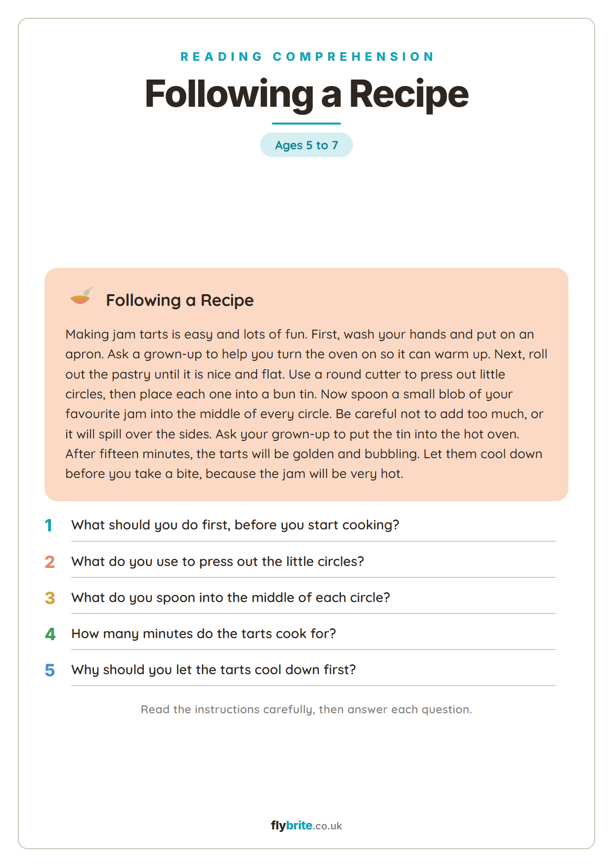 Following a Recipe printable preview