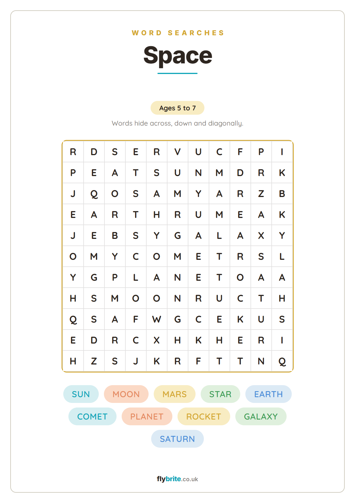 Space printable preview