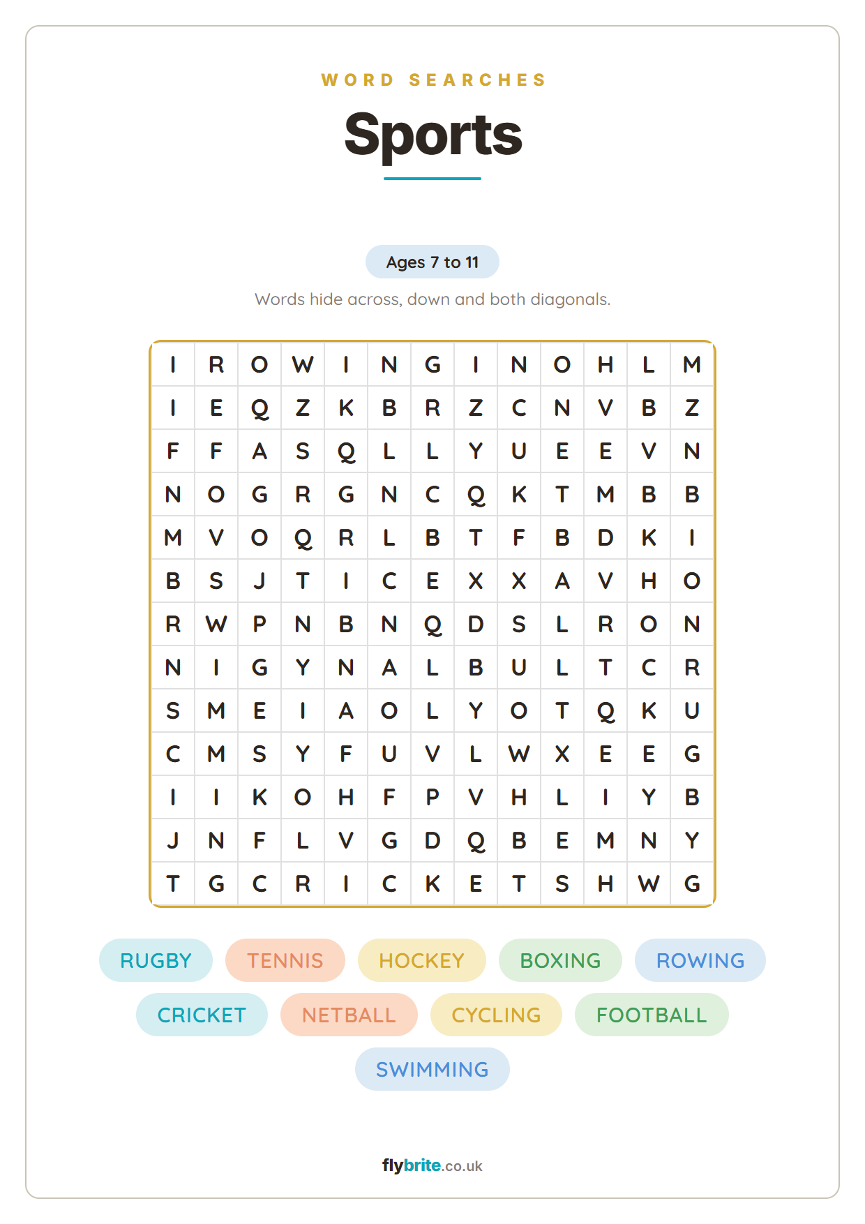 Sports printable preview