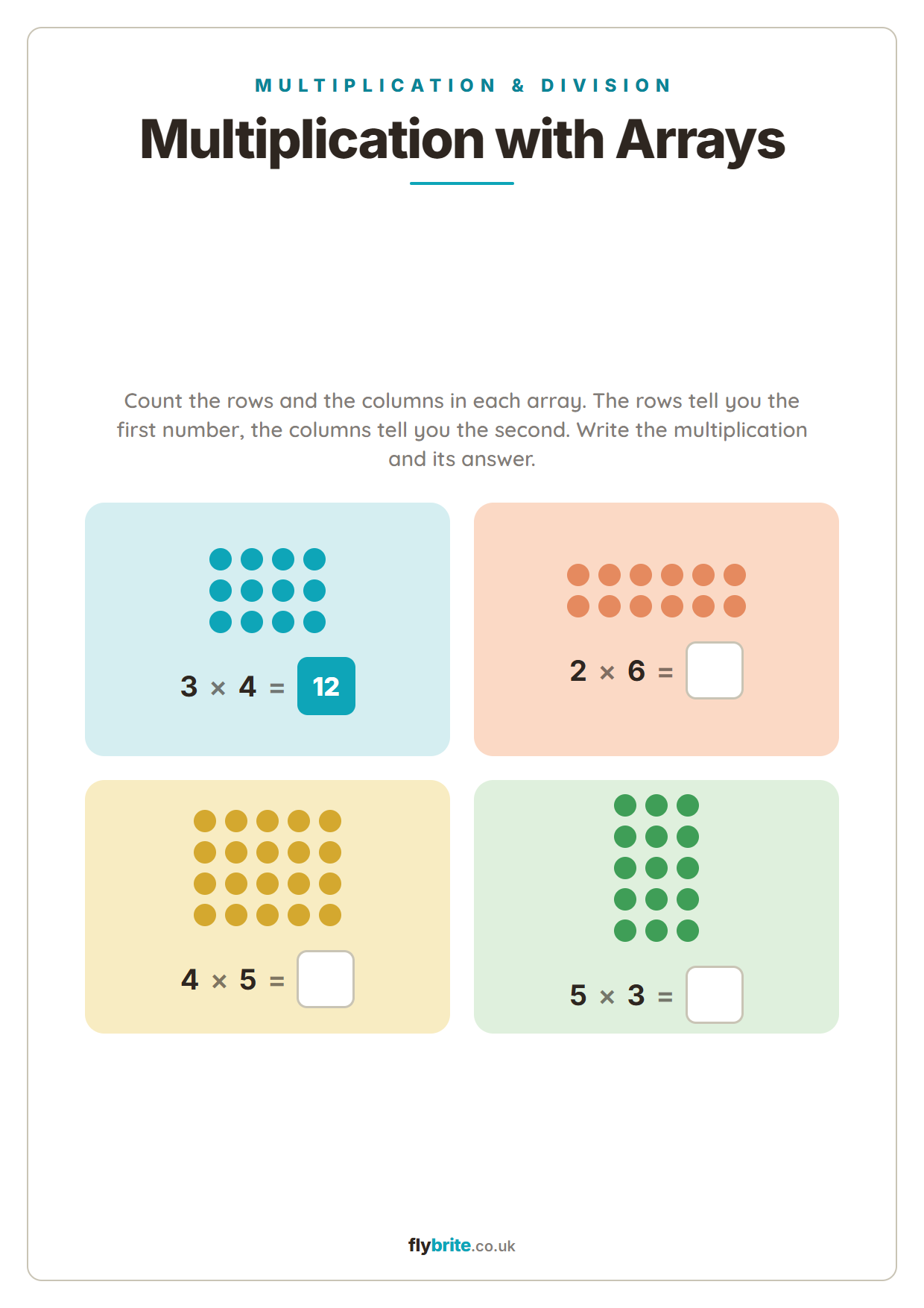 Multiplication with Arrays printable preview