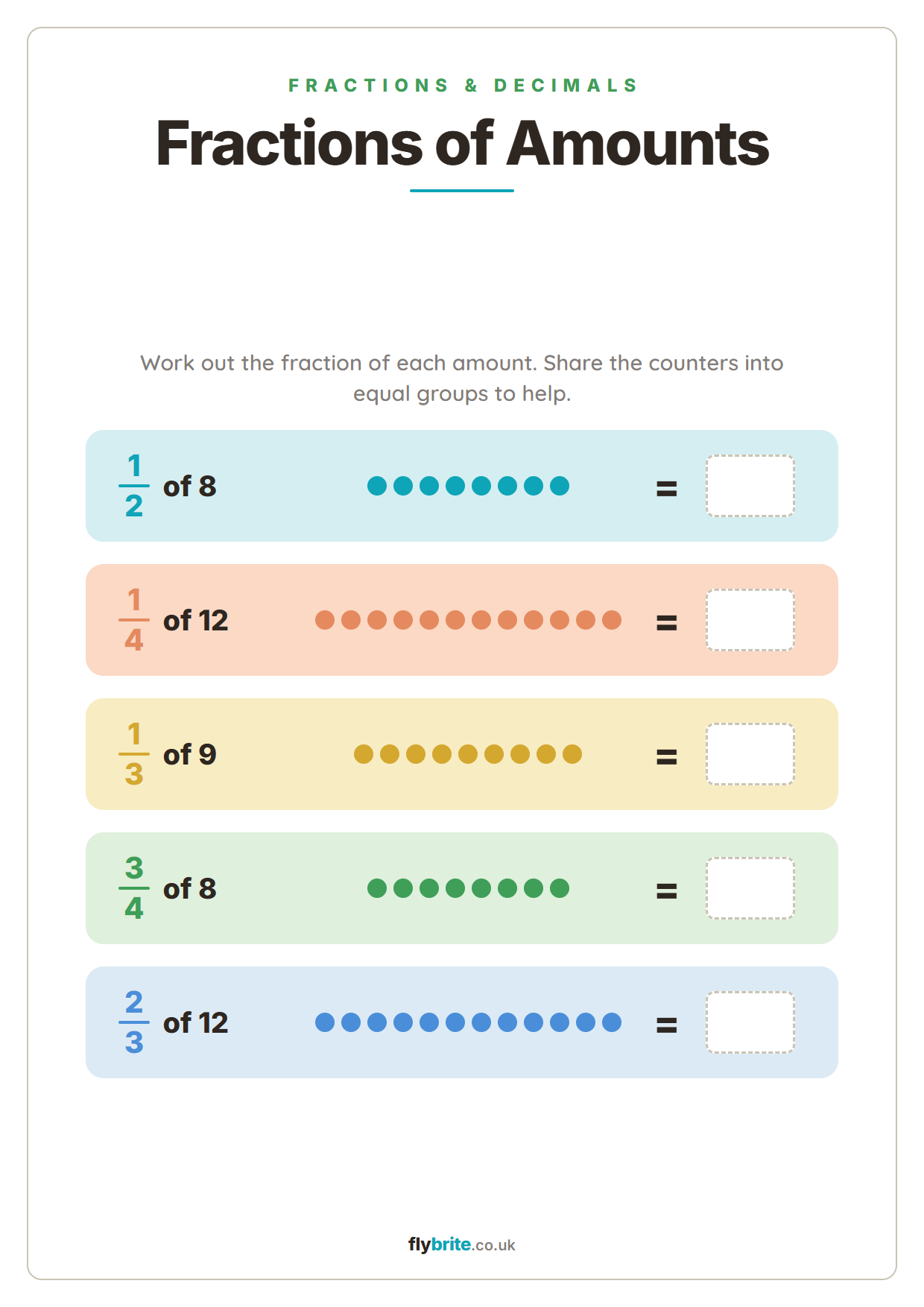 Fractions of Amounts printable preview