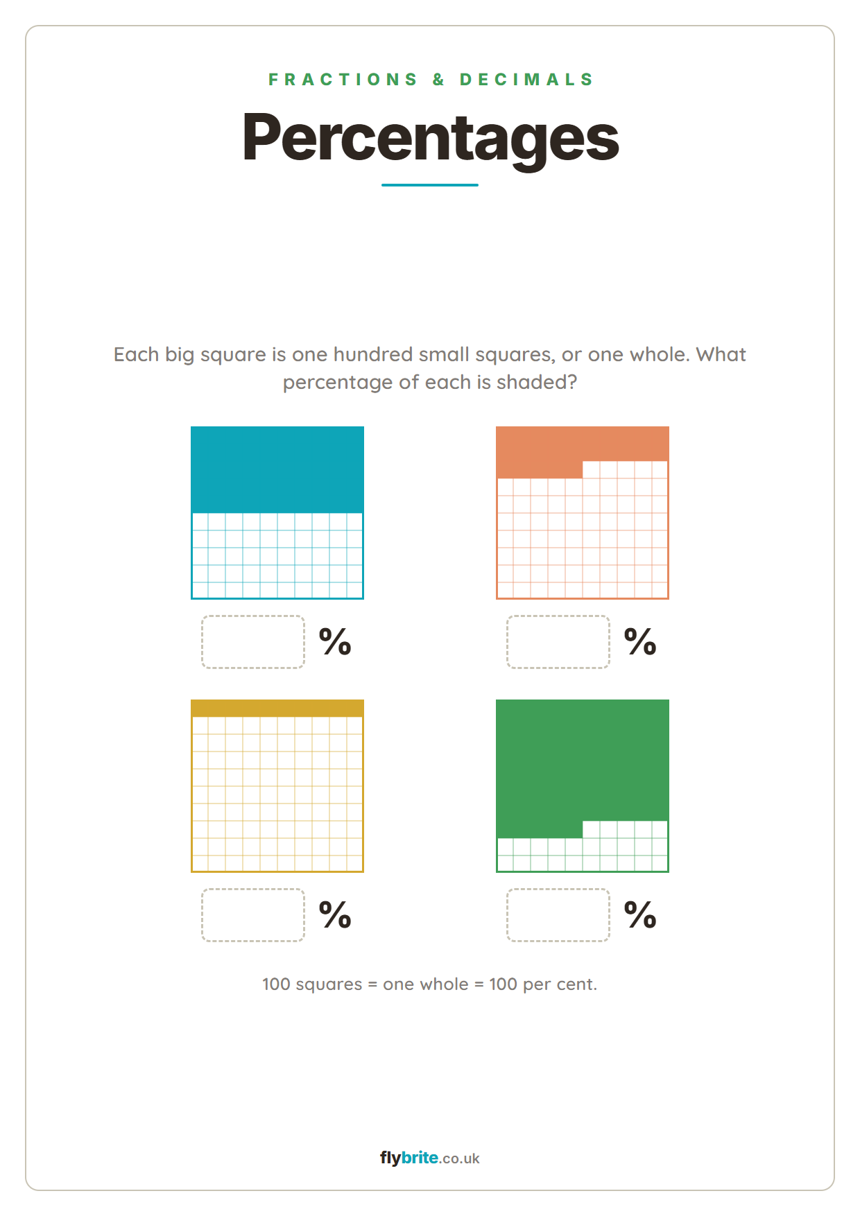 Percentages printable preview
