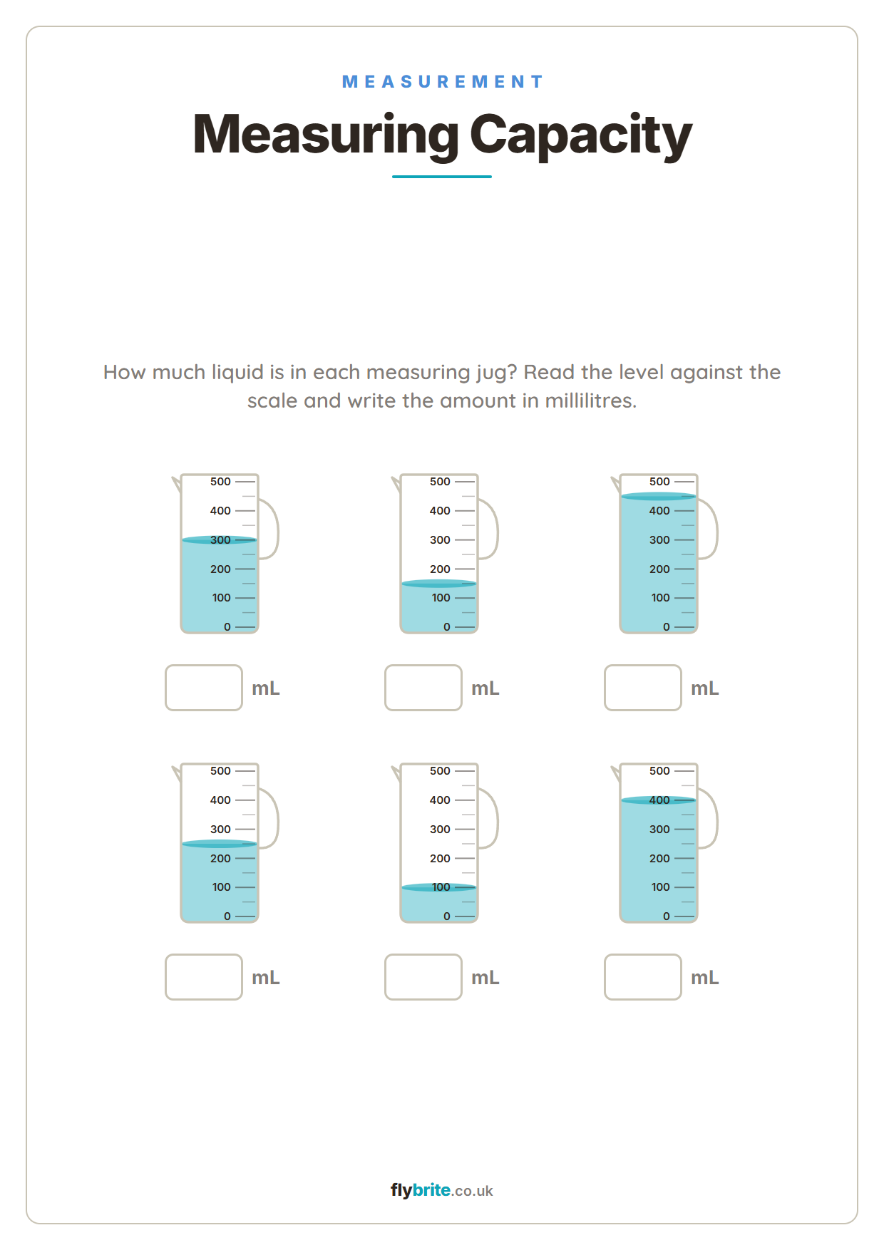 Measuring Capacity printable preview