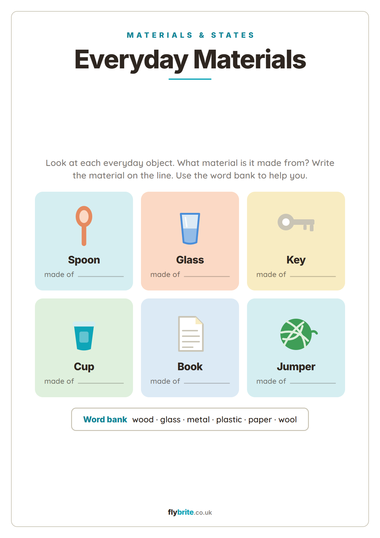 Everyday Materials printable preview