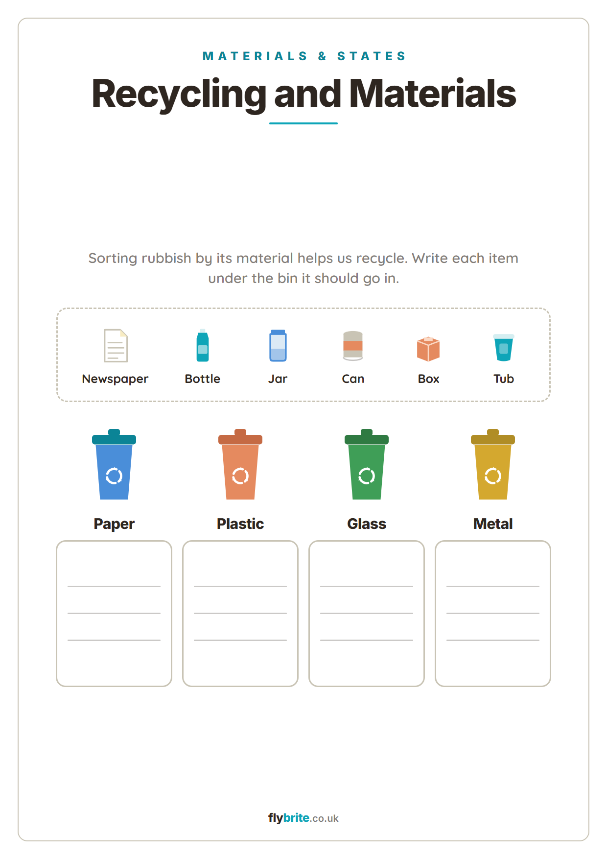 Recycling and Materials printable preview