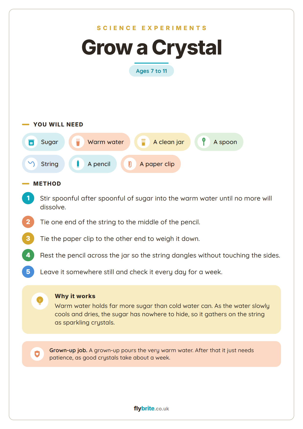 Grow a Crystal printable preview