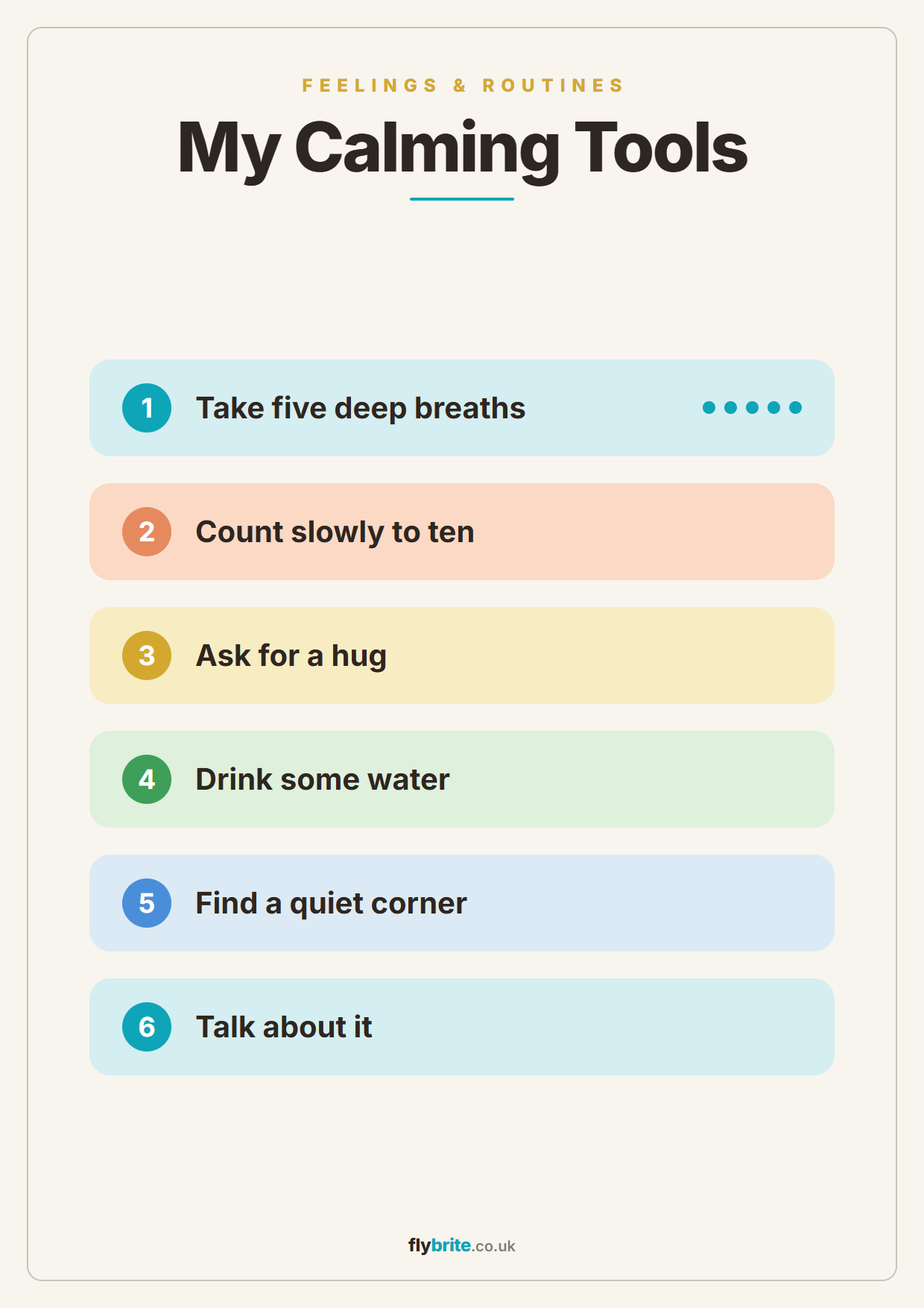 My Calming Tools printable poster preview