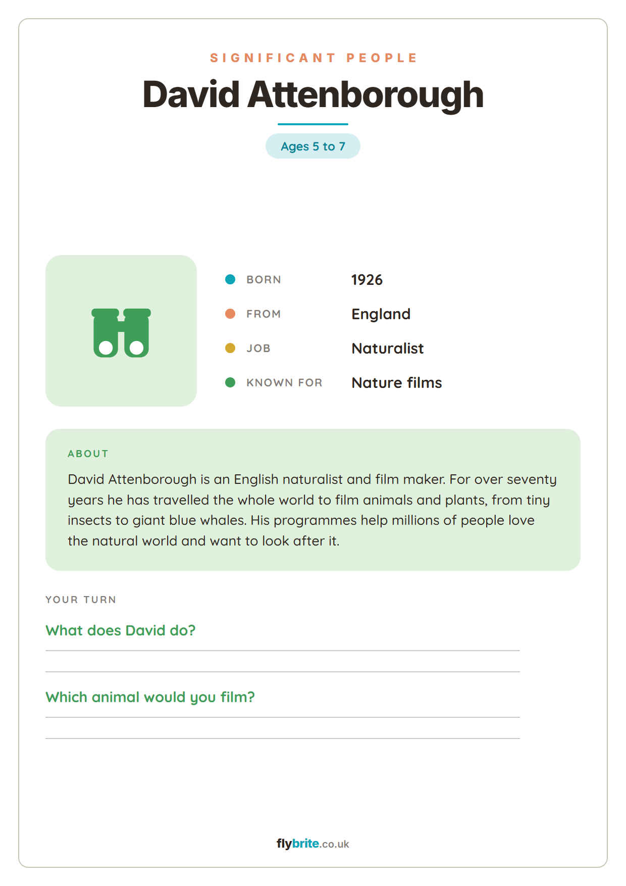 David Attenborough printable preview