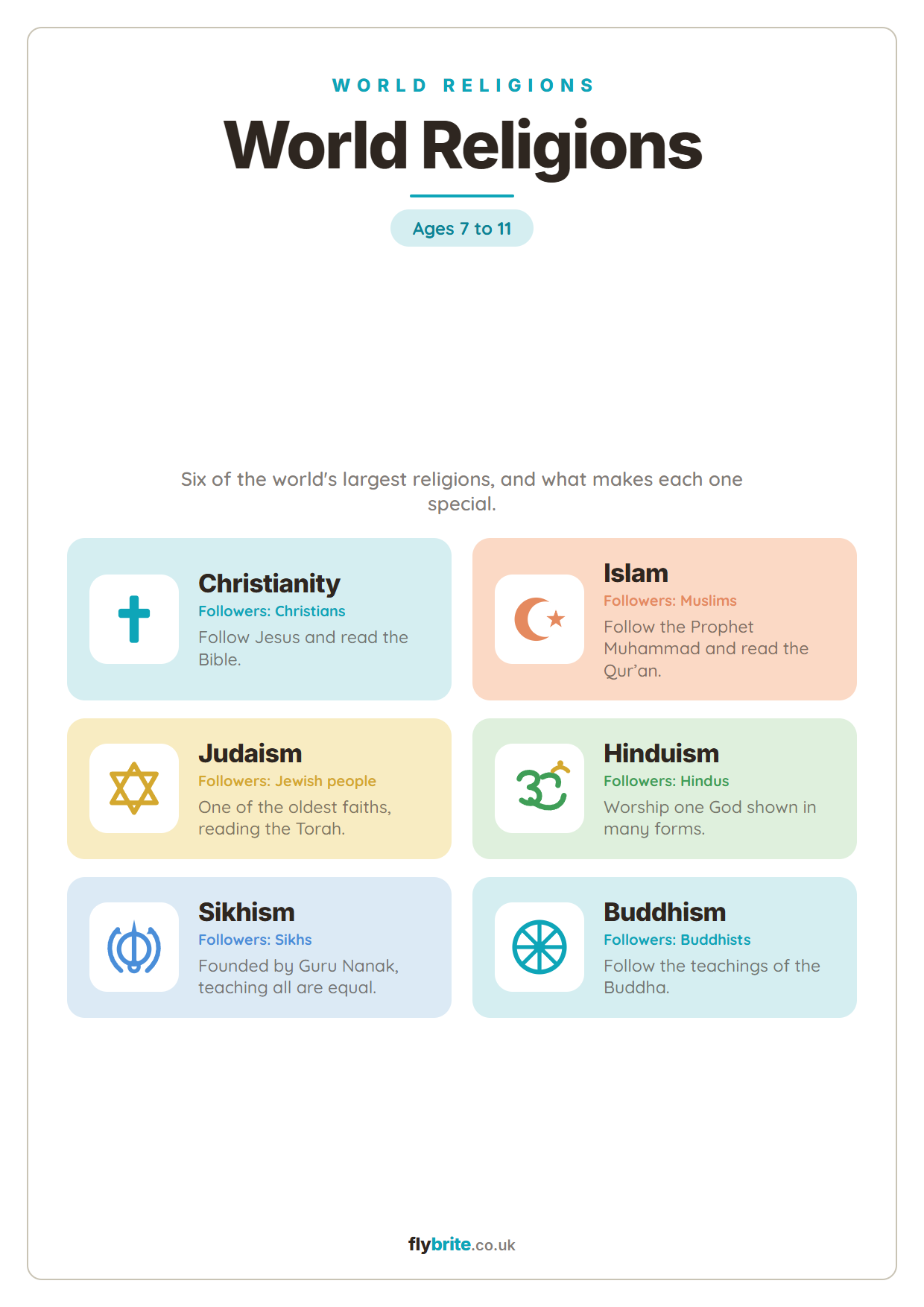 World Religions Overview printable preview