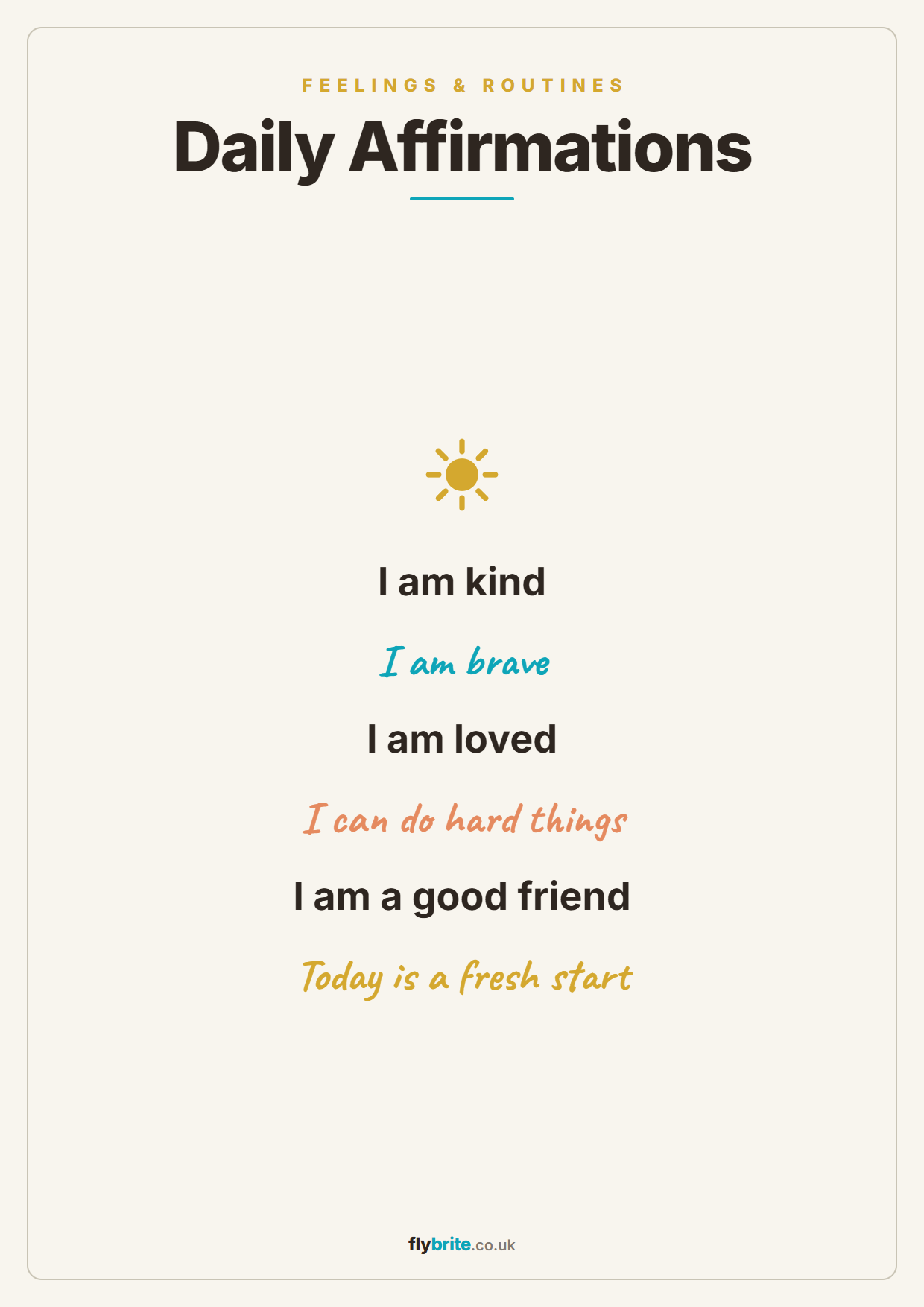Daily Affirmations printable poster preview
