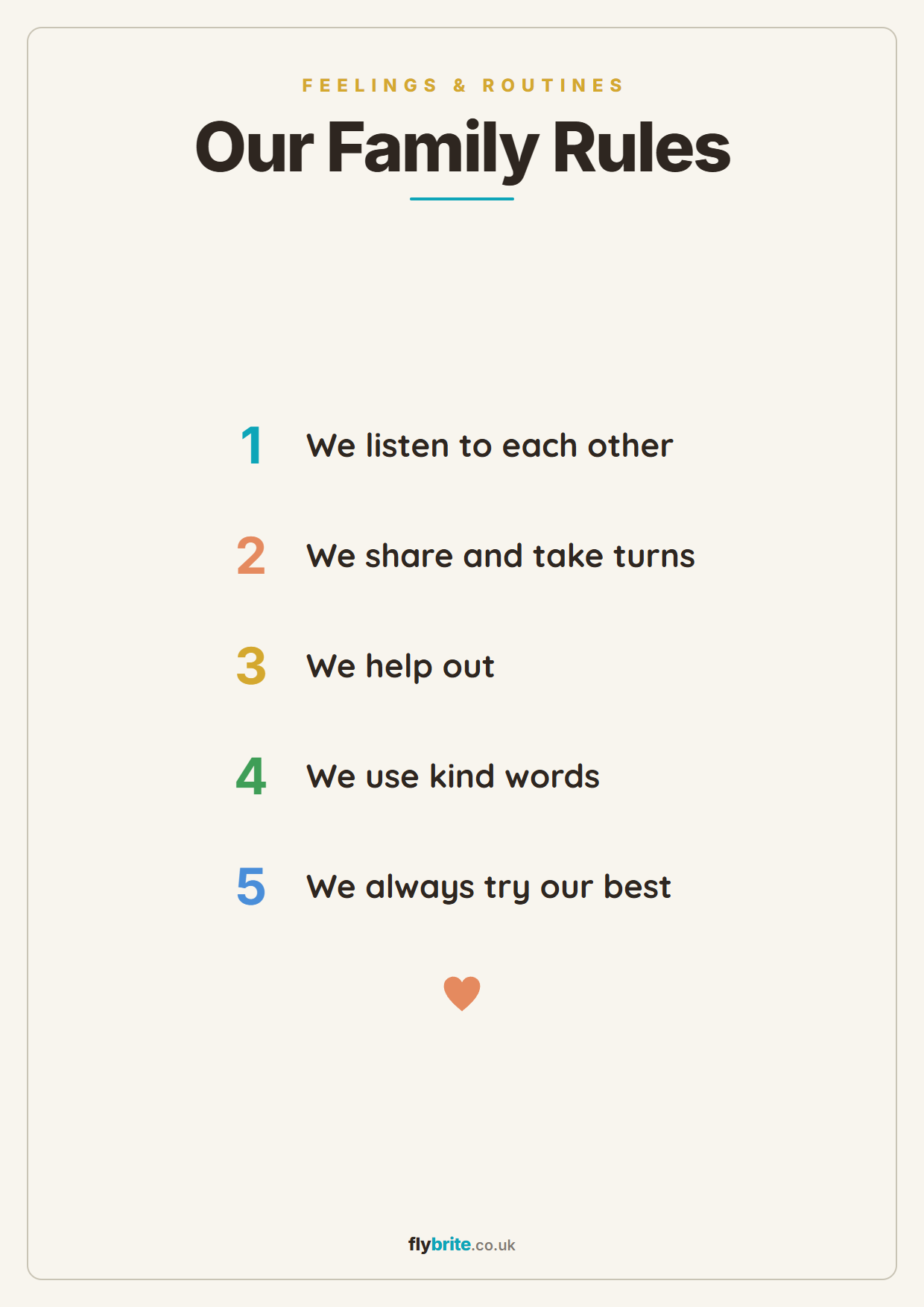 Our Family Rules printable poster preview
