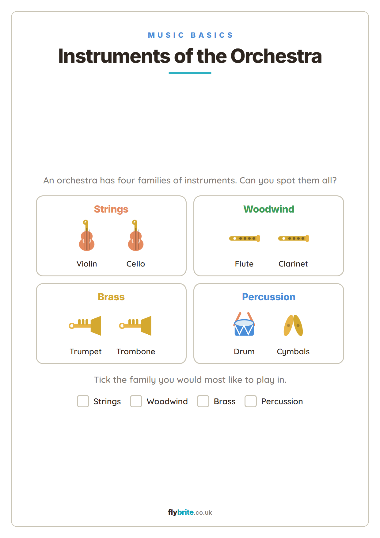 Instruments of the Orchestra printable preview