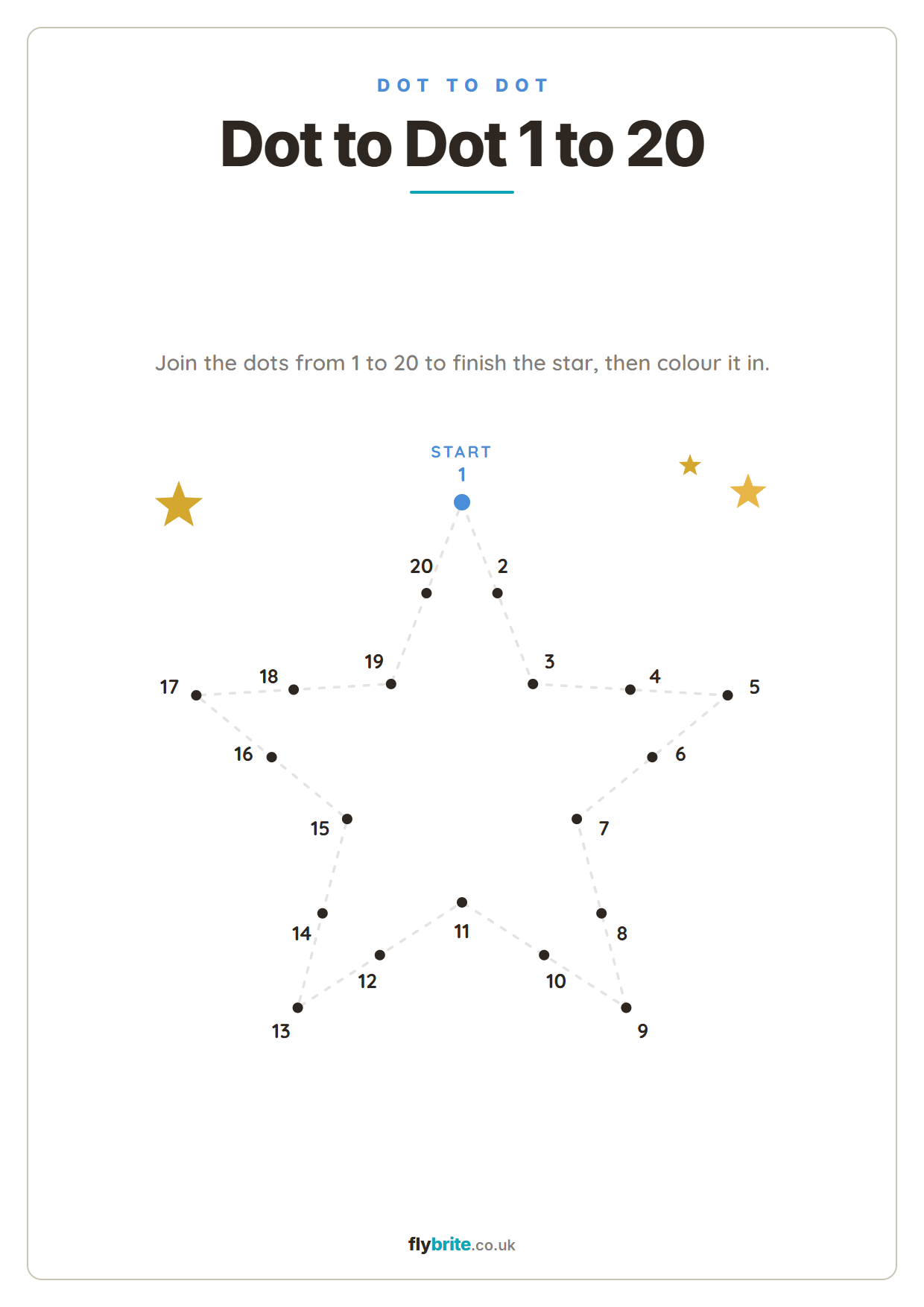 Dot to Dot 1 to 20 printable preview